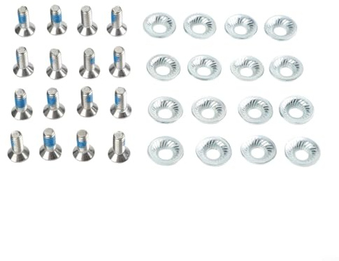 ZiStarlilife Paquete de 16 tornillos de fijación de snowboard M6 x 16 mm con arandelas, accesorios de montaje de metal para reparación de esquí, snowboard, mantenimiento, taller, uso doméstico, negro
