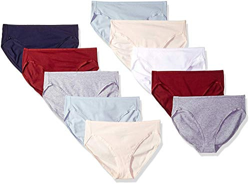 Amazon Essentials Women's Cotton High Leg Brief Underwear, Breathable, Pack of 10, Cool Colors/Warm Shades, Medium