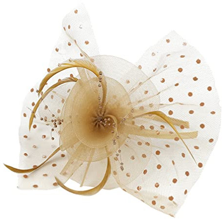 Hochzeitshut Haarband Vintage Fascinator Hut Hochzeit Mesh Spitze Barrettes Tee Party Headwear für Hochzeit Porm Kostüm Party Golden Haarpflegezubehör