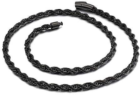 AMDXD Collana Ragazzo Nero, Popolarità Collana da Uomo in Acciaio Inossidabile 3.8mm66cm
