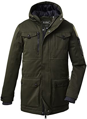 Killtec Boy's Cappotto da esterno/parka funzionale con cappuccio KOW 190 BYS PRK, dark olive, 152, 38484-000