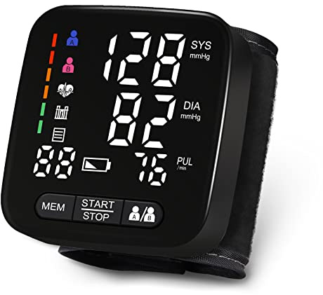 Wrist Blood Pressure Monitor, Tovendor Home Automatic Blood Pressure Cuff Wrist with 2 AAA Battery and Portable Carrying Case, 2 * 90 Reading Memory Dual Users Mode