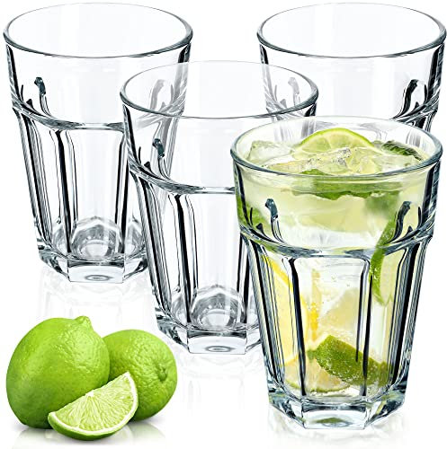 KADAX Juego de 4 vasos para bebidas, 365 ml, aptos para lavavajillas, vasos de calcio neutro, vasos de cóctel, vasos de agua, vasos de café, vasos de té
