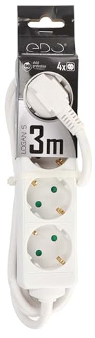 EDO, Steckdosenleiste - Verlängerungskabel Logan S Weiß 4-Fach Typ F Schuko 3m Kabel Steckerleiste verlängerungskabel 3m, steckerleiste 4fach,EDO777569