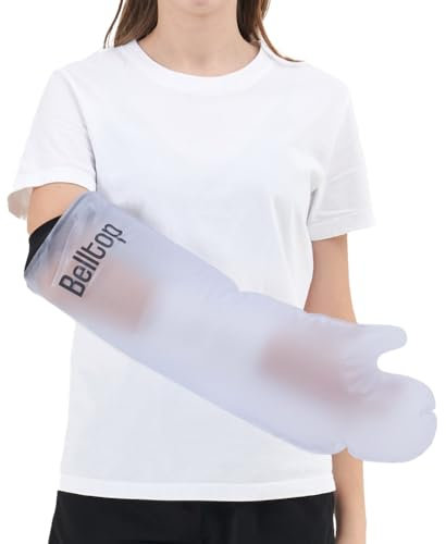 belltop Gipsschutz für Erwachsene, wasserdichte Abdeckung für Dusche oder Pool, Schutzabdeckung für Verband/Kopfband, Silikonarmabdeckung für Gips (Hand)