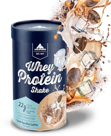 Multipower Whey Protein Shake Polvere 420 g, Proteine Polvere con Iced Vanilla Latte Gusto e Vitamina B6, ideale per rigenerare il corpo dopo lo sport