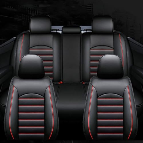 RWRAPS Housse de Siège Voiture pour Mazda Mazda2 2 Hatchback (Type DJ) 2014-2023, Ensembles Complet De Housses Siege Cuir ImperméAble Couvre-Siège Nonslip Protection Accessoires,Black-Red