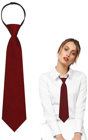 Luckyvestir Cravatta da donna, pre-legata, colore: nero/rosso, con cerniera regolabile, Borgogna (larghezza 8 cm), 14.96 x 2.17