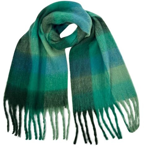 Modischer, weicher und hautfreundlicher Damen-Schal, warm, dicker Wollschal, für Herbst und Winter, dicker Schal, warmer Damen-Winterschal, 1 x Grün., One size