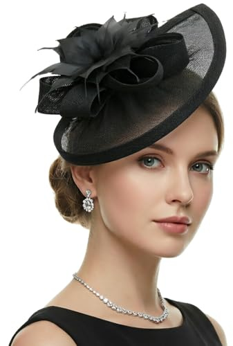 DRESHOW Women Fascinator Hats Tea Party Hat Vintage Pillbox Hat Headband for Cocktail