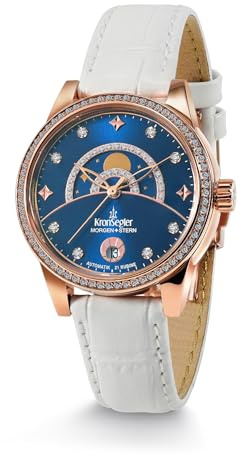 Kronsegler Morgenstern Montre automatique pour femme avec bracelet en cuir Rose Bleu