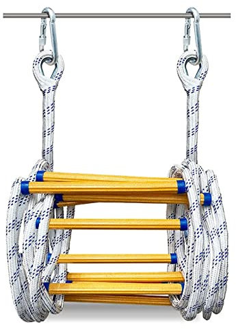 Escalera de cuerda de escape de incendios para ventanas y balcones, escalera de seguridad de nailon rápida y segura, compacta y reutilizable con mosquetones