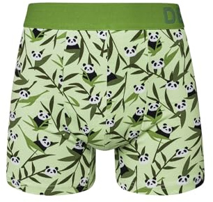 Dedoles Boxer Homme & Garçon sous-vêtements Caleçon Coton Beaucoup Designs Amusants Hockey Barbecue Football Citron Lime Cadeau, Couleur: Vert, Motif: Panda et Bambou (Boxers), Taille: L