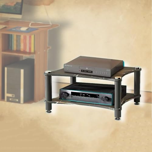 QSPNVFB Audio Schrank HiFi Rack Tower AV Media Stand Ablageregal Offene Regale Für Amplifier Stereo, Media Komponentenschrank Organizer Medienständer(2-Tier)