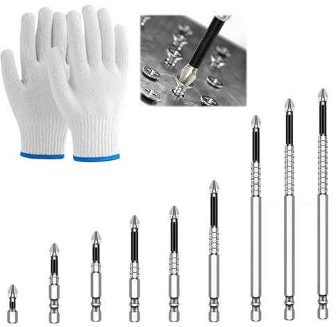 XdealCozyxc 9 Pcs High Magnetic Screwdriver Drill Bit Set, Anti Slip High-Magnetic Drill Bits for 25 50 65 70 75 90 100 120 150mm