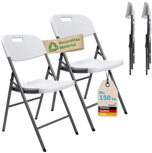 Skandika Fällstol MASI | Vikbar stol, set om 2/4 st, 4 kg lätt, kan belastas upp till 150 kg, väderbeständig, konstruktion utan verktyg | vikbar campingstol, för camping (vit | uppsättning av 2)