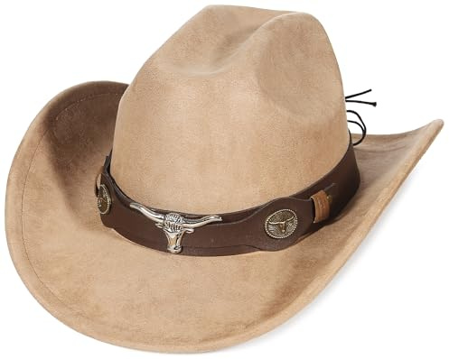 GEMVIE Western Cowboy Hat for Men Women Suede Cowgirl Hats Adjustable Fedora Cowboy Outdoor Hat with Shapeable Brim
