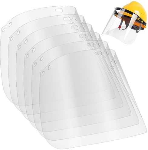 PH PandaHall 6-Pack PET Face Shield Replacement Visors Clear 15.3x7.7 inch Safety Visors 0.8mm Thick Transparent PET for Healthcare Workers Industrial Woodworking Protective Equipment