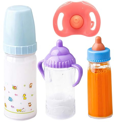Ensemble d'alimentation pour poupée bébé, biberon pour poupée avec sucette jouet 4 pièces/ensemble biberon de lait magique pour accessoires pour fille, magie pour poupées