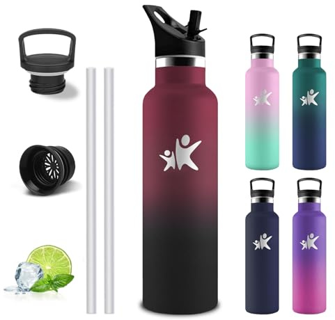 Grsta Botella Agua Acero Inoxidable, Botella Termica 750ml, A Prueba de Fugas, Cantimplora Gym, Doble Aislamiento, Cantimplora Infantil, Fácil de Limpiar, para Cámping, Senderismo, Oficina, Gym