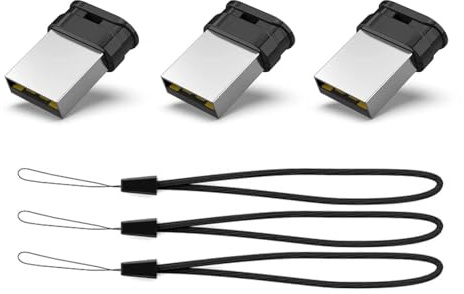 Vansuny Chiavetta USB 2.0 16GB, 3 Pezzi Mini Pendrive Memory Stick, Chiavi USB Portatili con Cordino, Unità Flash per PC Computer Portatile, Console di Gioco, Smart TV, Nero