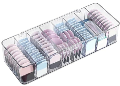 ZJchao Contact Lens Organizer, 8 Compartments Large Capacity Daily Contact Lens Storage Case Dispenser with Flip Top for All Brands of Daily Monthly Disposable Len (Transparent Grey)