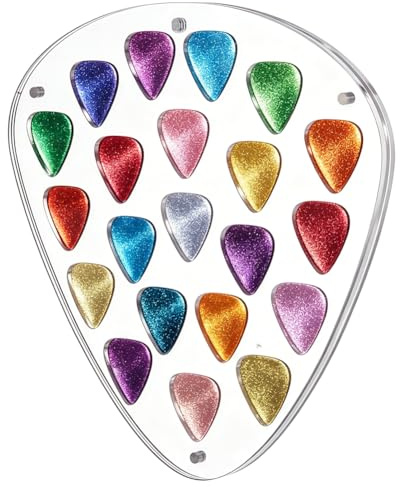 UNICRAFTALE Présentoir À Médiators De Guitare, Support Mural De Rangement | 21 Emplacements, Construction À Trois Panneaux, Transparent, Acrylique, 20.8×22cm, 2.8mm