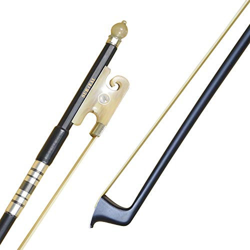 SURVEAL Geigenbogen, Ochsenhorn, Frosch, geschnitzt, glatte Oberfläche, Stil mit weißem Mongolei-Pferdschwanz, für einen warmen Ton