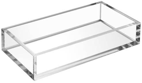 HIIMIEI Acrylic Napkin Holder Tray, 8mm Thick Acrylic Guest Towel Holder, Crystal Clear Table Cocktail Napkin Holder for Bathroom, Restaurant, Office, Commercial, Kitchen, Party