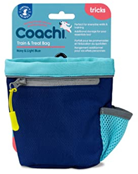 Coachi Train & Treat Bag, Pouch, Generously Sized Treat Compartment, Zipped Pocket, Drawstring Closure, Secure Attachment, Clips on Belt, Waistband or Pocket. Suitable for Dog Walking & Training