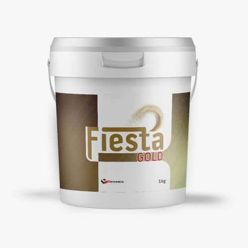DECOMIN Metallic Art Effect Decorative Paint FIESTA for Interior Walls - 1 KG - Fine Textured Special Production (Gold Art - Textured - Tintable, 1 KG)