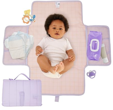 Matelas à Langer Bébé Hylat Baby - Léger et Compact, Imperméable en PEVA - Réducteur Toilette Enfant - Sac à Langer avec Fermetures Velcro Sécurisées et Poignées de Transport Pratiques