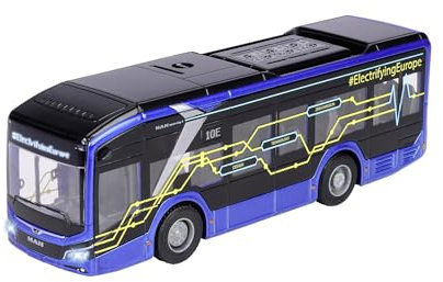 Majorette - MAN Lion's City 10 E Bus (22,5 cm) - Linienbus für Kinder ab 3 Jahre, Spielzeugauto mit Metall-Karosserie, Gummireifen, Licht & Sound, inkl. Batterien