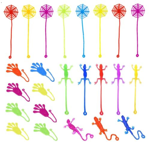 24 Stücke Klatschhand Kinder, Klebehand Sticky Klatsch Hand, Glibberhand Mitgebsel, Bunte Klatschhände, Klatschhand Glibber, Klebrige Glibberhände, Für Geburtstag Party (8 Hände+8 Spinnweben+8 Geckos)