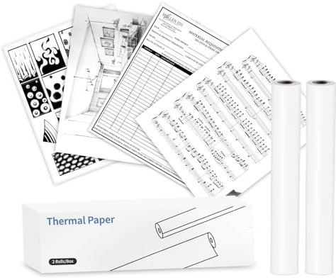 vretti A4 Thermopapier 2 Rollen,216mmX7m(8.5 X276) Thermodrucker-Papierrolle,Thermodrucker-Papier kompatibel mit P83 tragbarem Drucker für Reisen,Zuhause,Foto,Rechnung,Vertrag