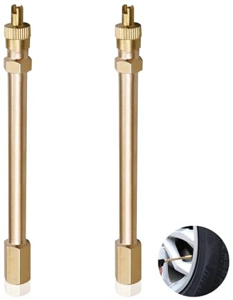 YTSMFL Ventilverlängerung Autoventil, 2 Stück Verlängerung Adapter Messing 10cm Reifen Ventiladapter für Auto, LKW & Fahrrad Kompatibel mit Reifenventil