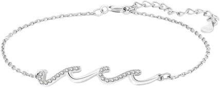 Generisch Kettenarmband, Kettenarmband für Frauen - Einfaches Wellenarmband mit Strass - Sommer- -Meer-Handschmuck, Kupferarmband für Frauen und Teenager-Mädchen