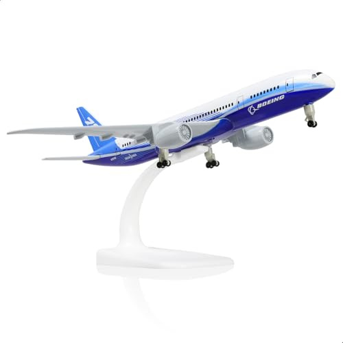 QIYUMOKE 787 Prototyp 1/300 flygplansmodell -Boeing787 -gjuten metall flygplansmodell modell flygplan med stativ (8,3 tum) gåvor för flygentusiaster, skrivbordsdisplaydekorationer