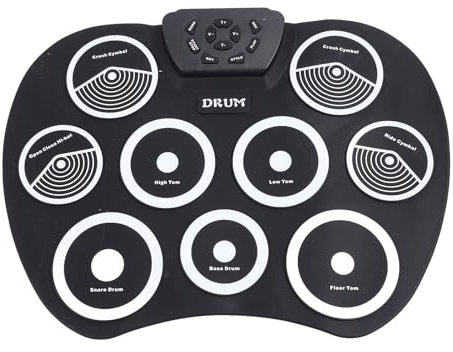Elektronische Trommel -Set USB -tragbarer Silikon 9 -Pads Rollen -Drum -Übungskissen mit Pedaltrommelstämen