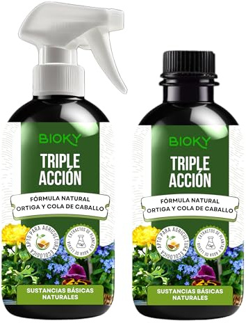 Bioky Triple Acción 2x1L – Spray Purín de Ortiga + Cola de Caballo para Plantas – Listo para Usar – Efecto Insecticida, Acaricida y Fungicida – Sustancias Básicas en Agricultura Ecológica