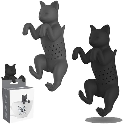2 Stück Teesieb aus Silikon in Katzenform, Wiederverwendbarer Teefilter für Teetassen & Teekannen, PHMING Lustiges Teeei für Losen Tee