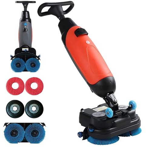 LADECNERHT Lavapavimenti Professionale, Lavasciuga Pavimenti, con Larghezza di Pulizia di 17, Doppie Spazzole Rotanti, Testina Rotante a 360°, Copertura 1200 M²/H, per ristoranti, Hotel e officine
