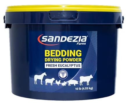 SANDEZIA Bedding Drying Powder – Horse Stall Refresher, Odor Eliminator, Barn Stall Deodorizer for Chicken Coop, Livestock, 10 lb Bucket