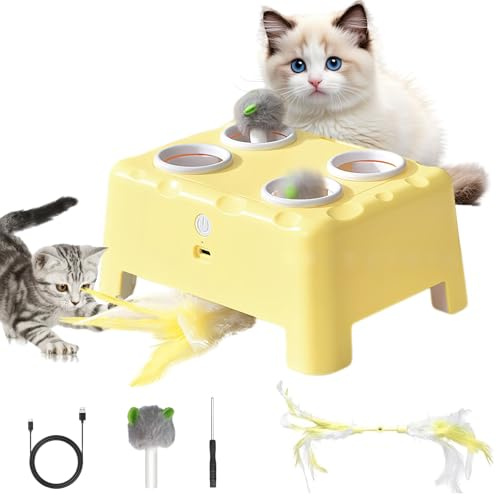 Calenxy Giocattolo interattivo per gatti autooccupazione, giocattolo automatico 2 in 1 per gatti domestici, ricaricabile tramite USB, giocattolo intelligente per gatti contro la noia