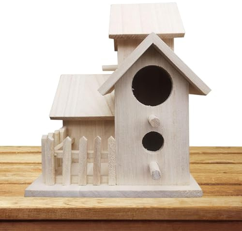 Nichoir à Oiseaux à Peindre en Plein air – Kit de nid d'oiseau à Faire soi-même, cabane à Oiseaux en Bois de Style Ferme, Construction en matériaux naturels, Projet d'artisanat Amusant pour |