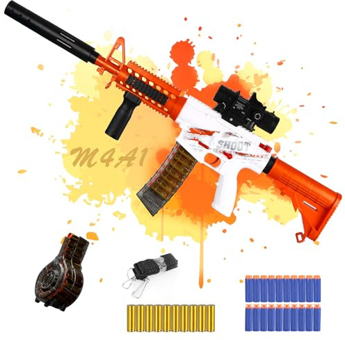 Pistolet Jouet, Pistolet Jouet Electrique avec kit Daccessoires, Pistolet Mitraillette Enfant Sniper Blaster Gun en Mousse pour 14+, Anniversaire & Cadeaux de Noël