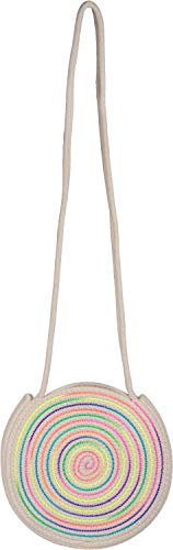 styleBREAKER Sac Bali rond pour dames Sac à bandoulière avec fil néon coloré et bandoulière tressée, sac à poignée 02012341, couleur:Beige