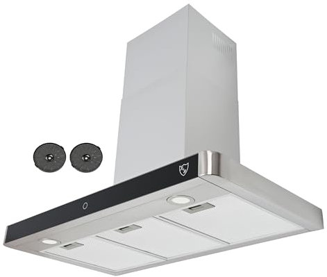 K&H Dunstabzugshaube 90cm Wandhaube [UMLUFT & ABLUFT] - Abzughaube Metall Fettfilter - Dunstabzug LED Beleuchtung - Cooker Hood 9 Leistungsstufen - TSB-90-600 m³/h - Energieklasse A++ (Edelstahl)
