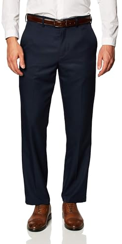 Amazon Essentials Pantaloni Eleganti da Completo Vestibilità Classica con Vita Elasticizzata e Senza Pince Uomo, Blu Marino, 38W / 32L
