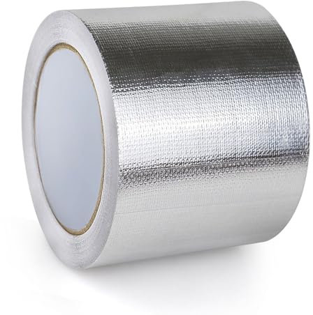 Glasfiber aluminiumfolie självhäftande tejp, XZRDINGJIE kanalisoleringstejp hög temperatur slitstark metalltejp förstärkt aluminiumfolie tejp vattentät tejp (8 cm x 25 m)